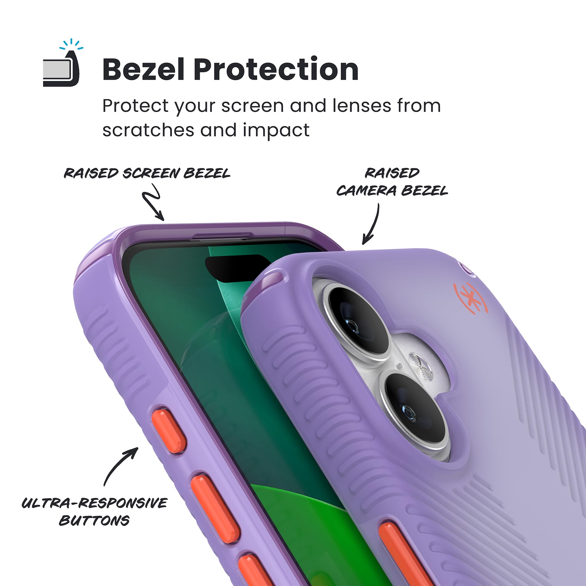 Speck Presidio LUX Grip für iPhone 17 Hülle, MagSafe-kompatibel, schlanke Schutzhülle, Purple Fade/Magic Purple/New Poppy