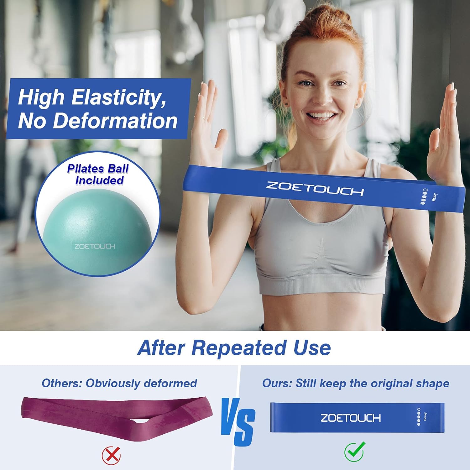 ZOETOUCH Small Yoga Excersize Ball and Resistance Bands Set for Women, Men, Working Out, Pilates Ball, Loop Bands Exercise Ball, Workout Equipment, for Strength Training,Physical Therapy : Sports & Outdoors