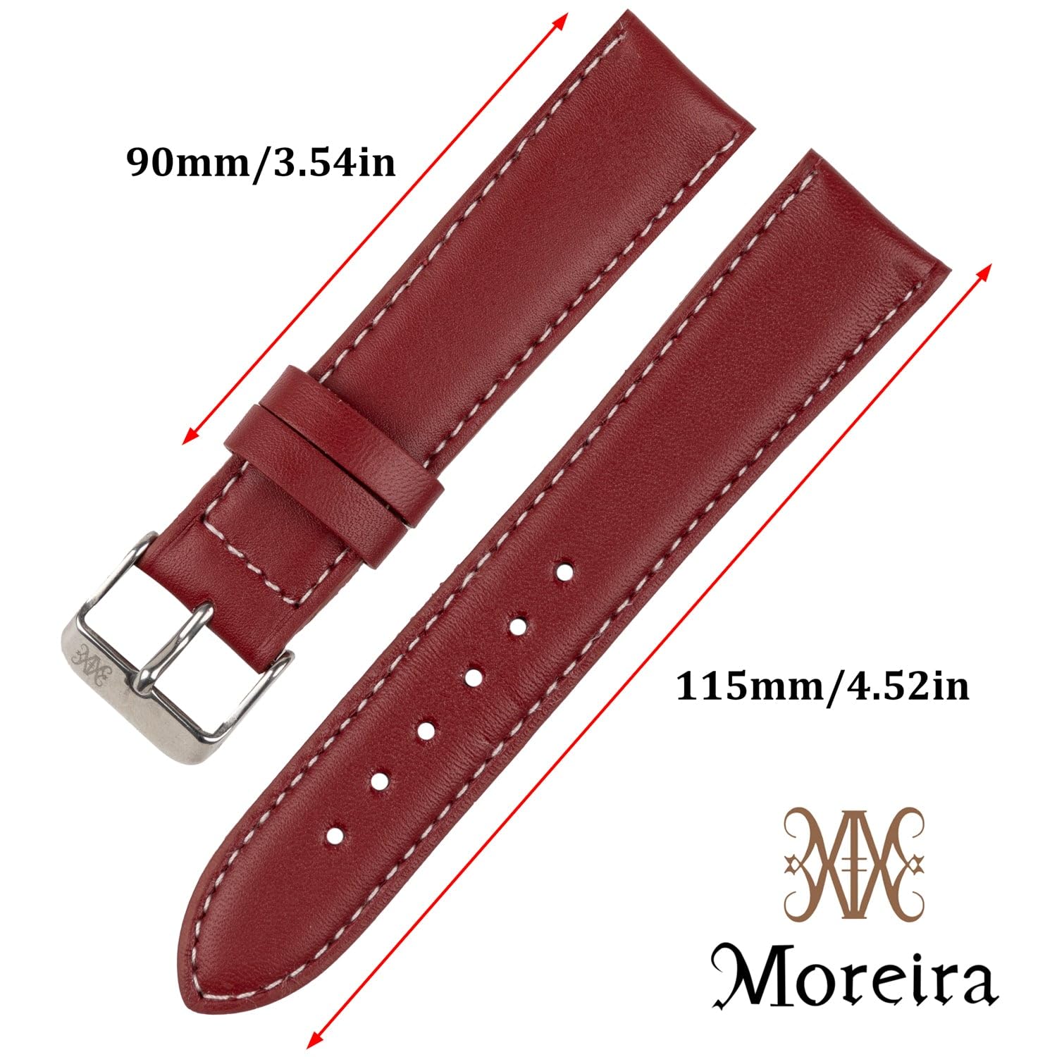 Moreira Correa de Reloj de Piel Hecha en España – Cuero Genuino Artesanal, Pasador Tradicional con Herramienta, Hebilla de Acero Inoxidable, Disponible en 14mm 16mm 18mm 20mm 22mm 24mm, Hombre y Mujer