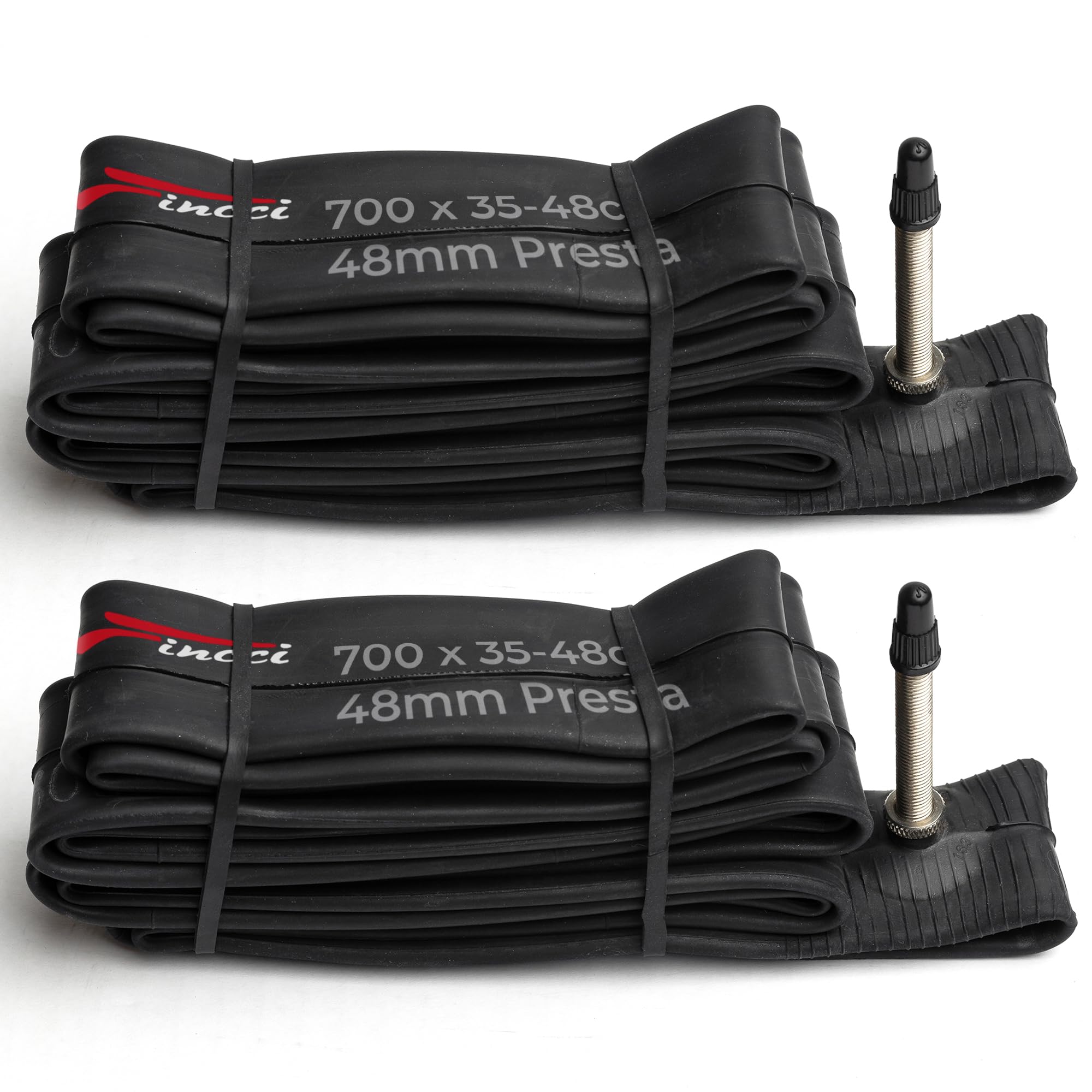 Fincci 700x35c / 38c / 40c / 42c / 45c / 48c Bike Inner Tube – 48mm Presta Valve 28c Inner Tube – Butyl Rubber – Fits Hybrid, Road & Gravel Bikes – Pack of 2