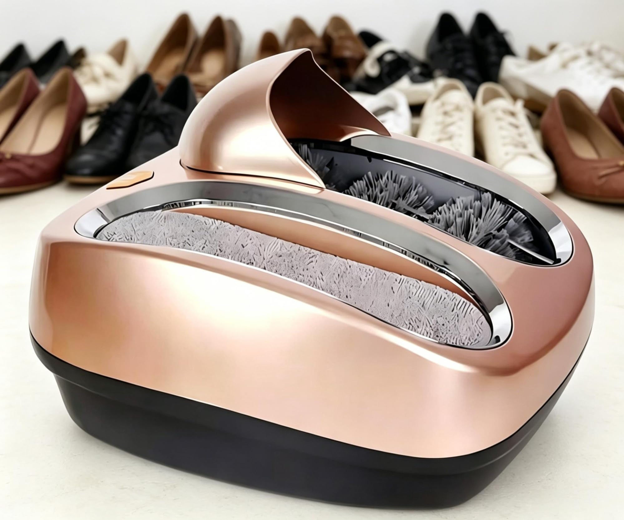 Limpiador automático de Calzado por inducción, Máquina eléctrica para Limpiar Suelas, Pulidora de Botas Inteligente con Cepillo de Agua para Uso doméstico y entradas de hoteles(Champagne Gold)