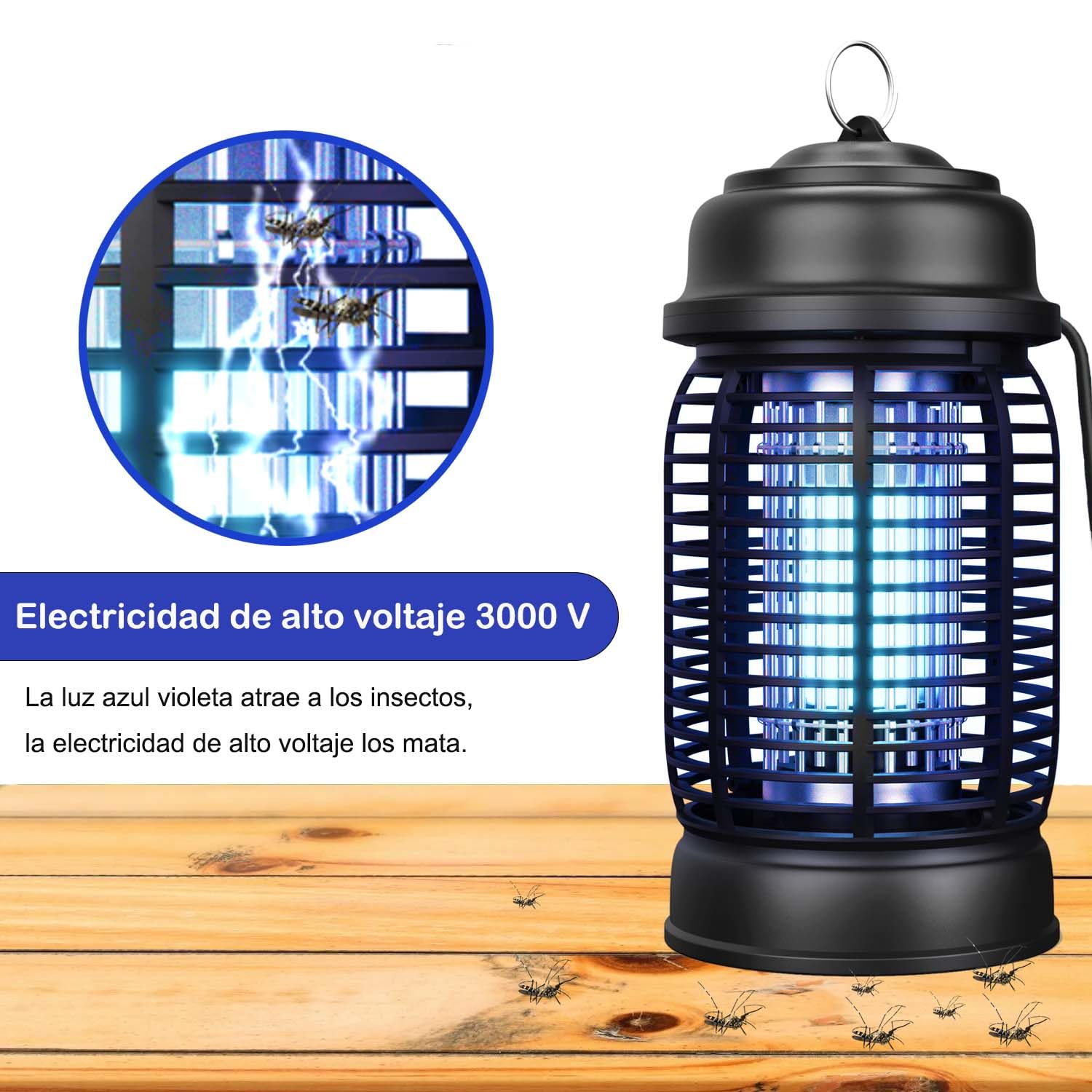 Lámpara Antimosquitos Electrico, 20W 3000V UV Mata Mosquitos Electrico Impermeable Matamosquitos para Interior y Exterior
