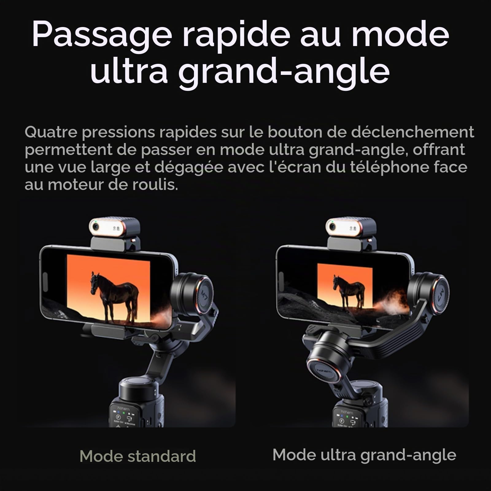 Hohem iSteady M7 Kit Gimbal Stabilisateur pour Smartphone, 3 Axes, Compatible avec iPhone et Android, Inclut une Tige d'Extension de 193 mm et une Lumière de Remplissage Réglable CCT et RVB