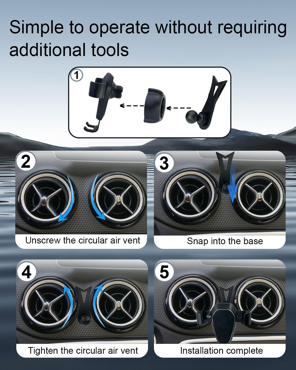 Supporto per Smartphone Auto Compatibile con Mercedes-Benz GLA X156 et CLA C117 (2013-2019), Supporto a Gravità Custom-Fit per Bocchette di Aria per