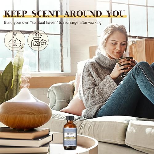 Miniatura 6 de EUQEE Aceites aromáticos de almizcle blanco para aromaterapia del hogar, aceite esencial de almizcle blanco de alta calidad con cuentagotas de