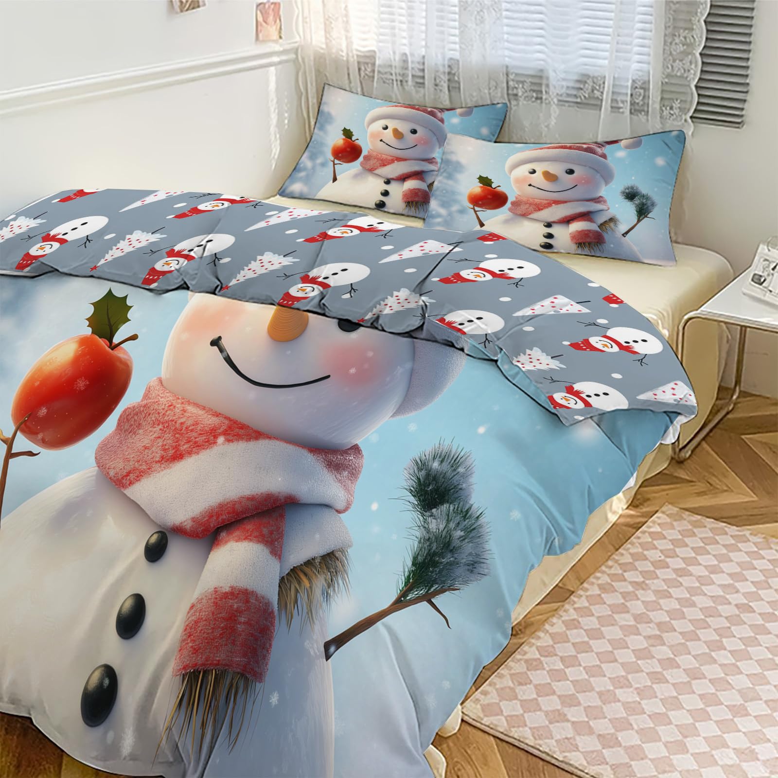 Housse de couette de Noël en microfibre rétro avec fermeture éclair