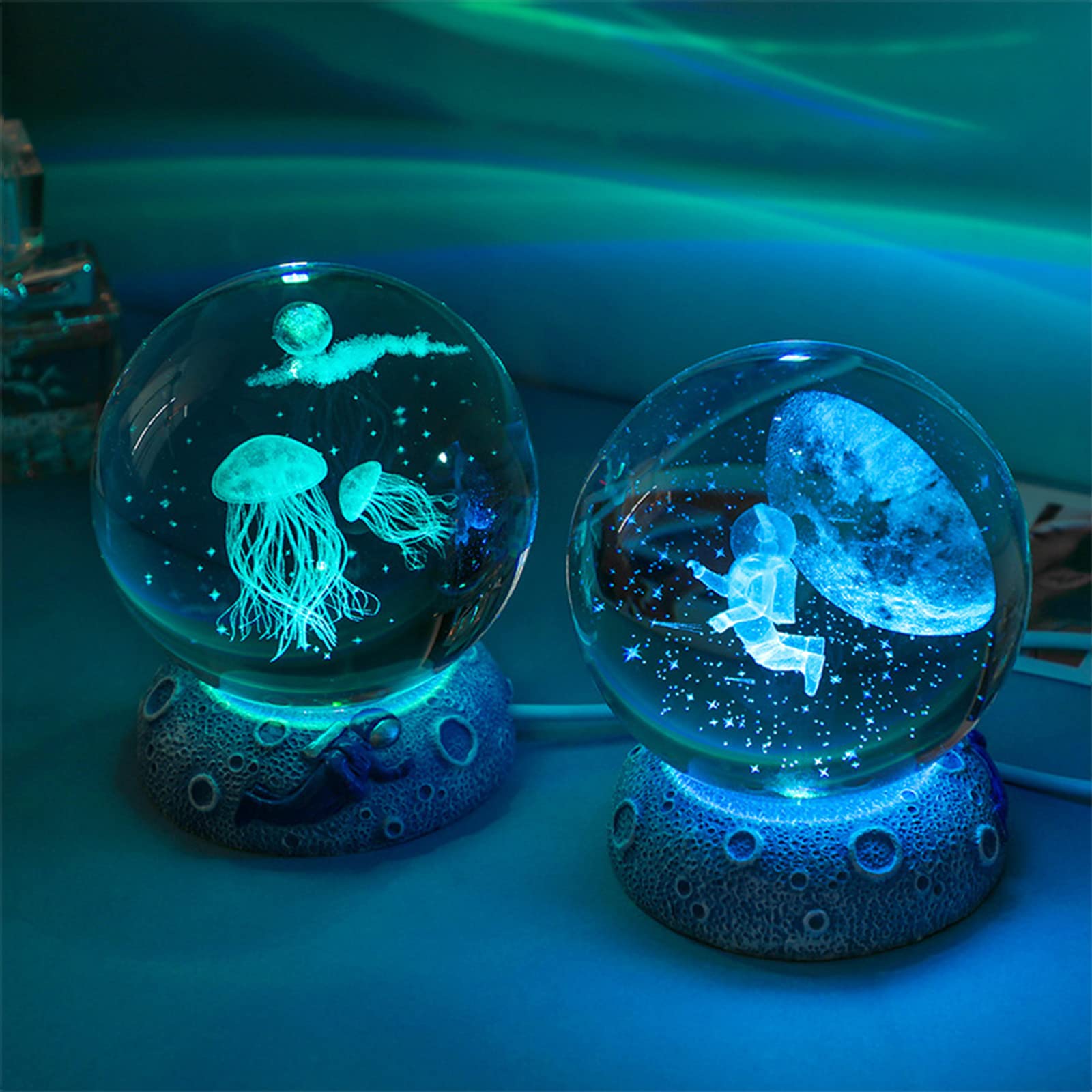 Luce Notturna 3D Tartaruga Marina In Sfera Di Cristallo K9 8cm – Base LED Touch Con 6 Colori - 5
