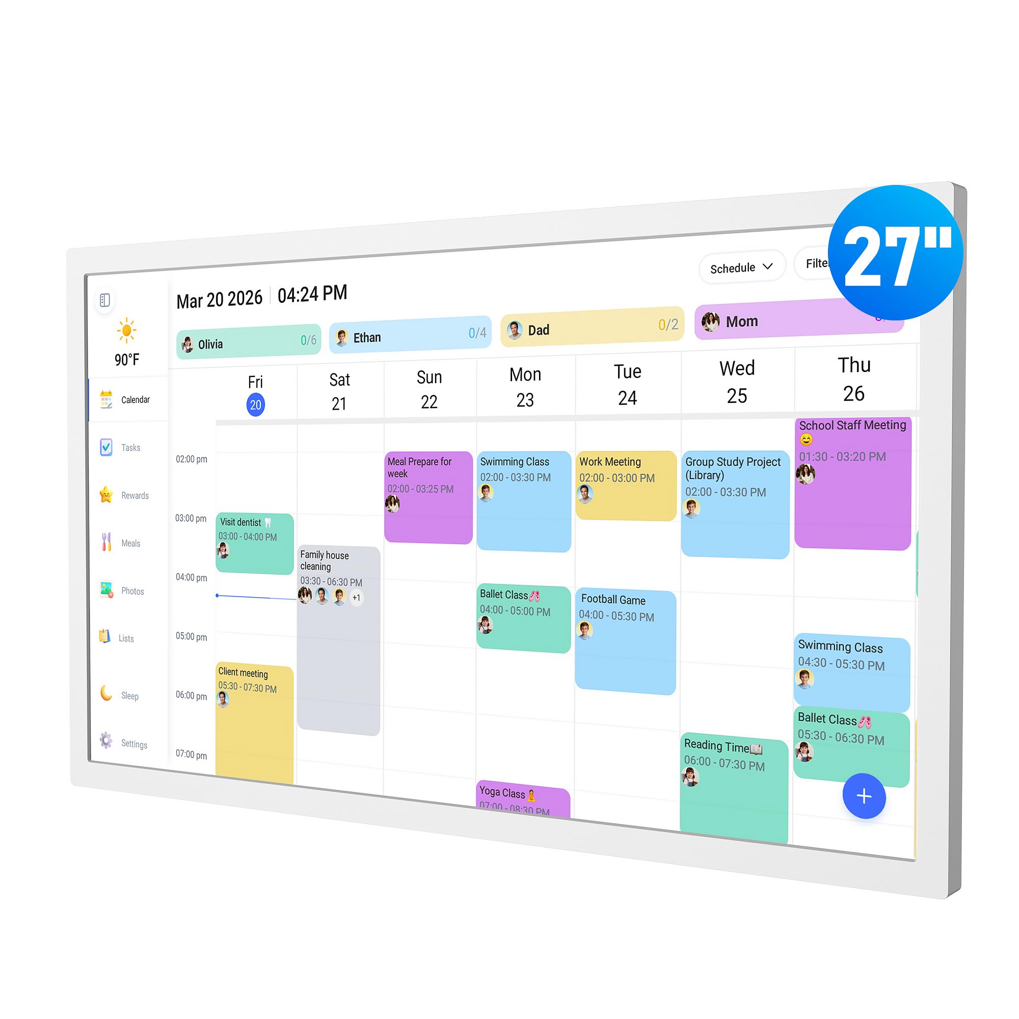 Amazon | デジタルカレンダー – 27インチの電子壁掛けカレンダー&雑用