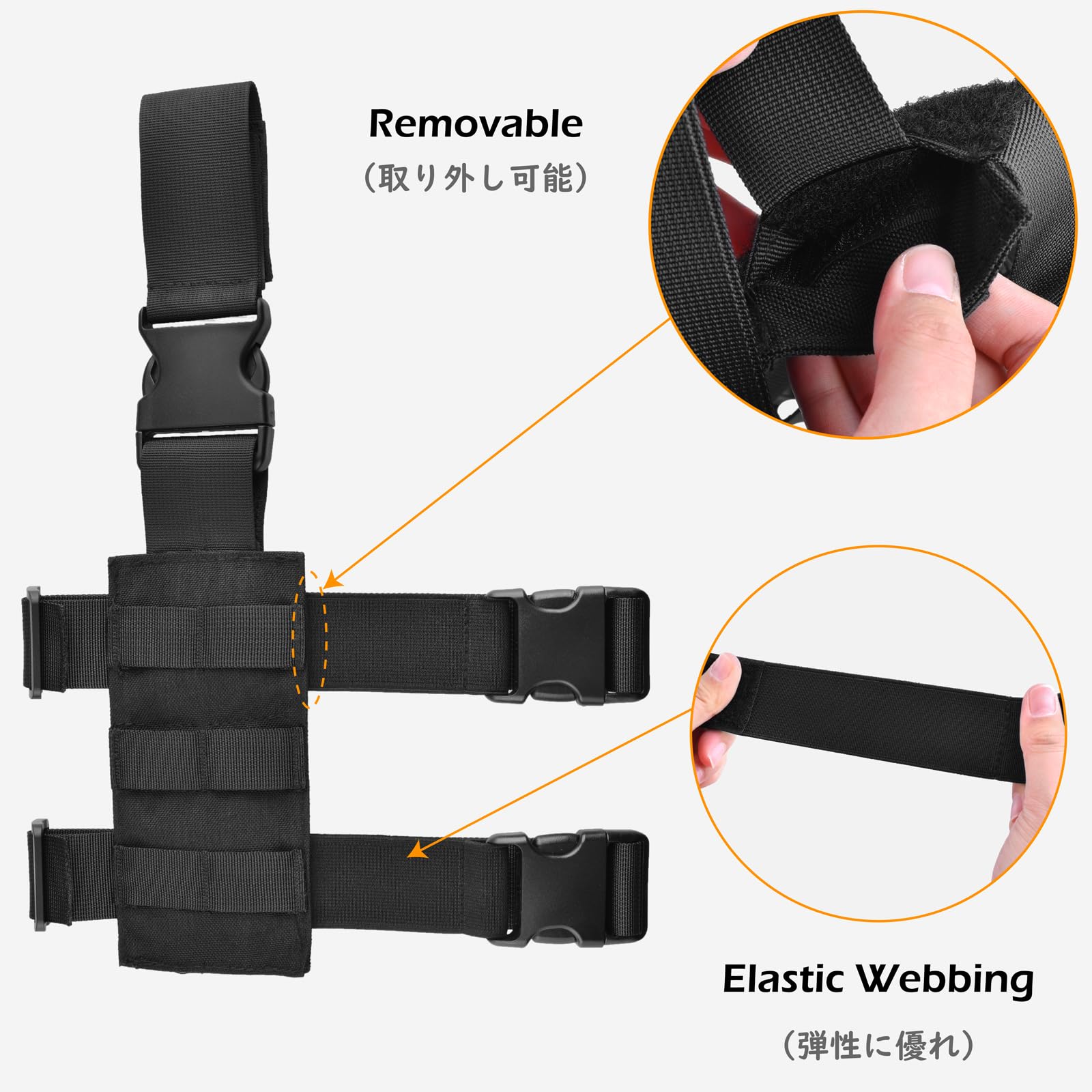 TRIWONDER Tactical Drop Leg Holster Pistols Thigh Holster Adjustable Molle Drop Leg Airsoft Pouch Magazine Pouch (Black) - Image 3