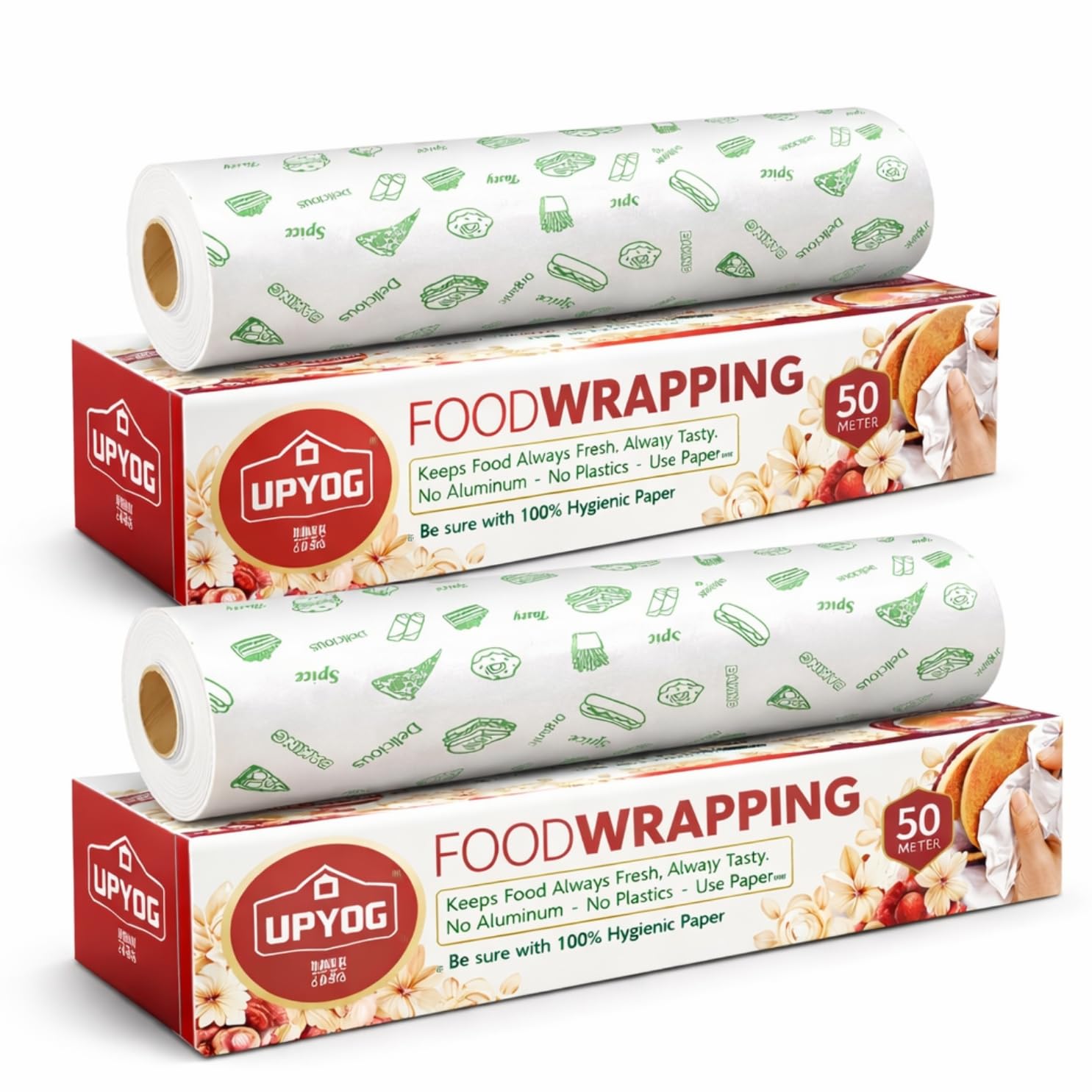 Food Wrapping Paper Roll 50 Meters | Butter Paper for Roti, Sandwich & Burger | Greaseproof, Microwave Safe | No Plastic, No Aluminium | Food Grade Paper (Pack of 2)-image-49
