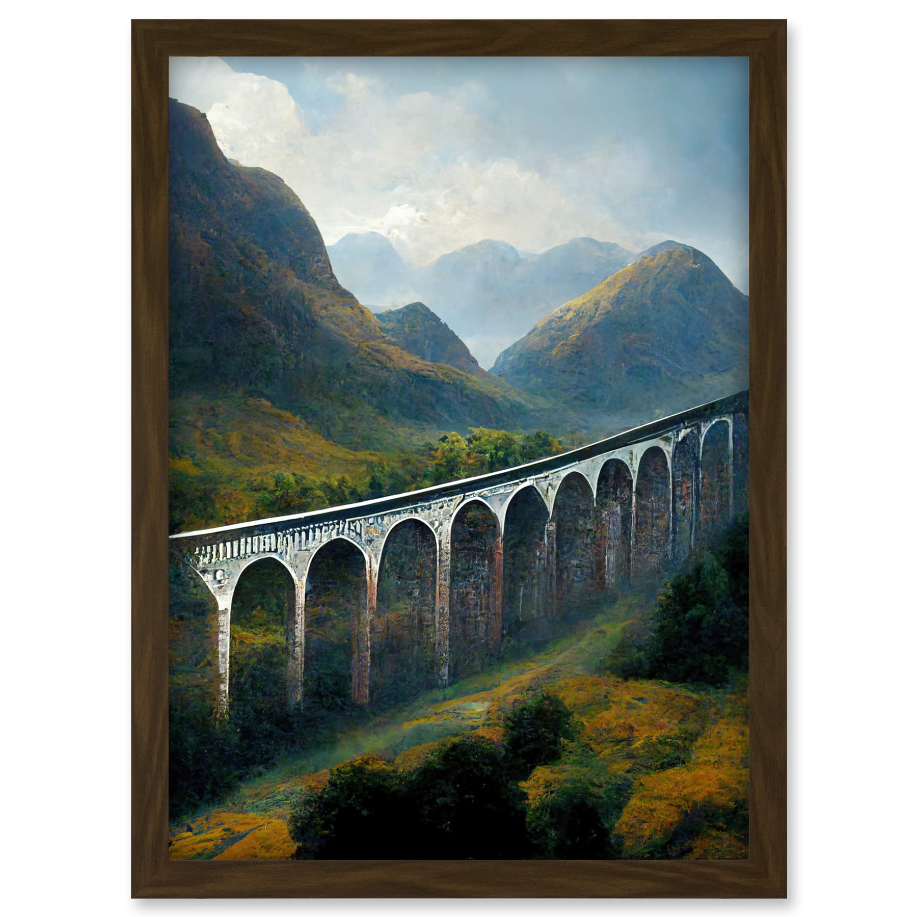 Doppelganger33 LTD Glenfinnan Viaduct Scotland Train Journey Artwork Framed A3 Wall Art Print
