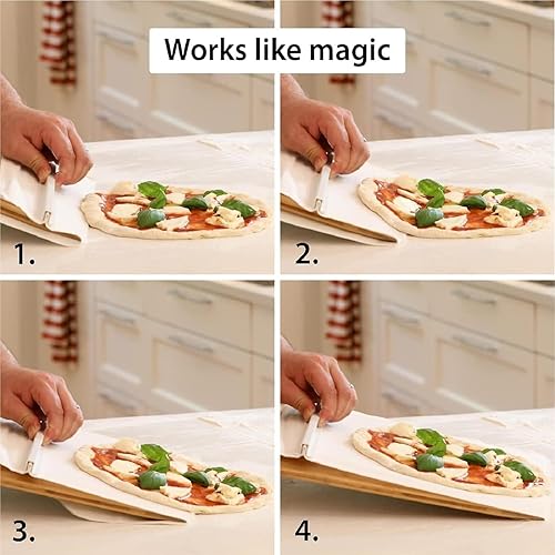 Miniatura 3 de TSKLooy Pala Pizza Scorrevole, la cáscara de pizza que transfiere la pizza perfecta, extra grande de 19 x 12 pulgadas, tabla de pizza con asa para