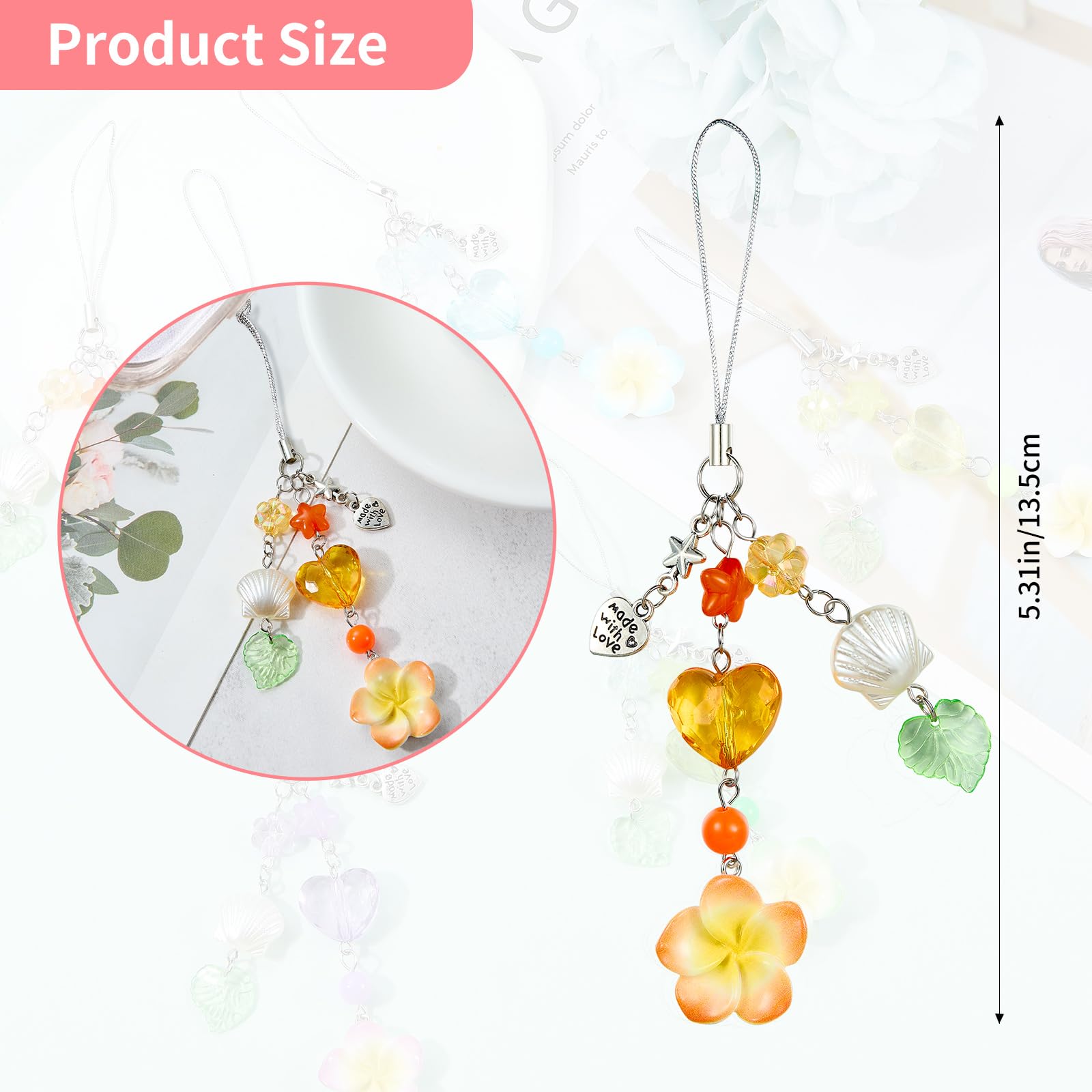 BEEFLYING Pendentif Fleur d'Hibiscus Y2K Charmes Doré en Forme de Cœur pour Téléphone Portable