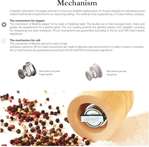 Miniatura 4 de Bisetti Rimini - Molinillo de pimienta mate, 7.10 pulgadas, color borgoña