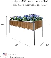 Vista 17 de Foreman Raised Garden Bed on Wheels – Weather-Resistant Raised Garden Bed (48" x 24" x 32") with Drainage, Ideal Raised Garden Bed for Vegetables &