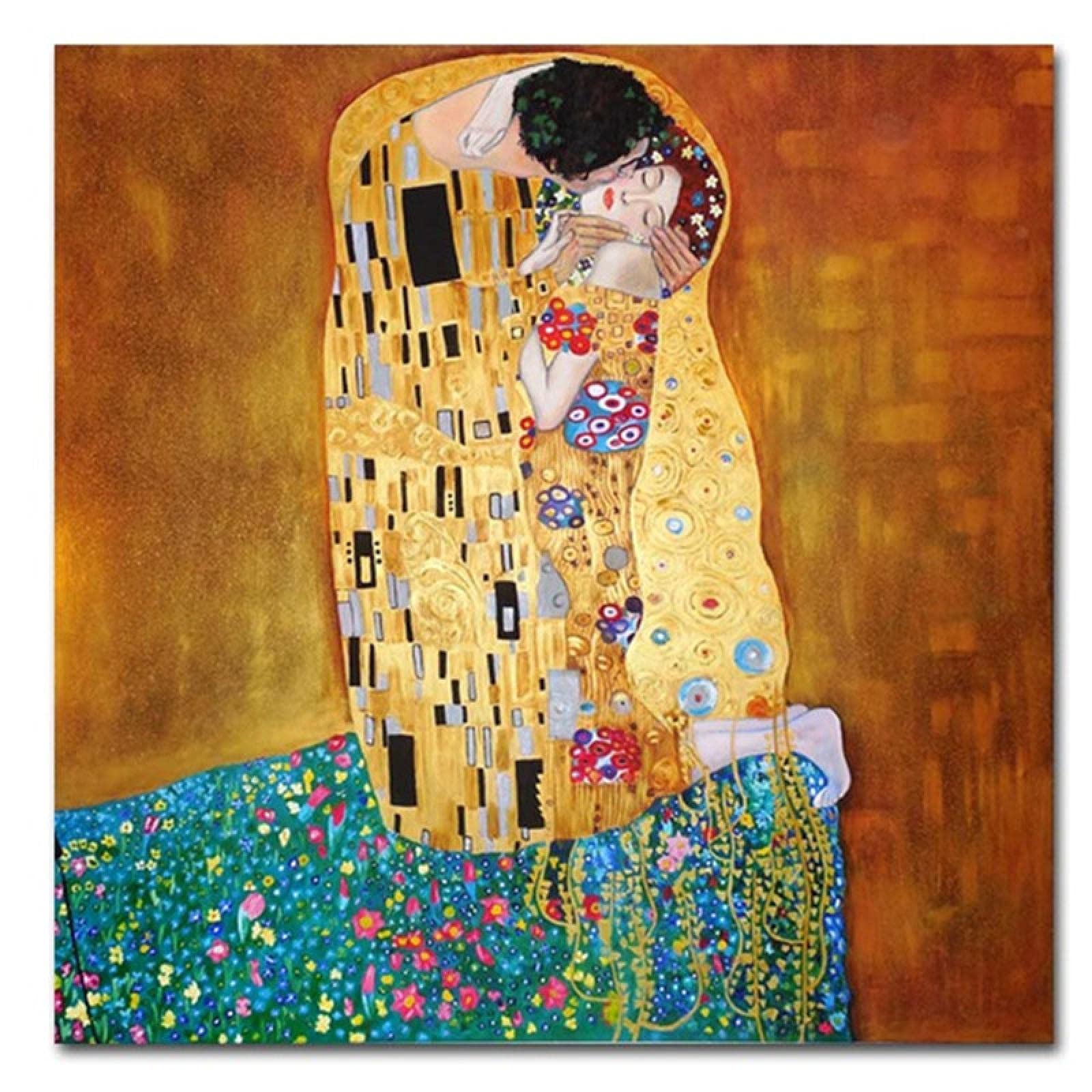 Amazon.co.jp: 帆布壁画キス絵画古典的な有名な複製壁画掛け