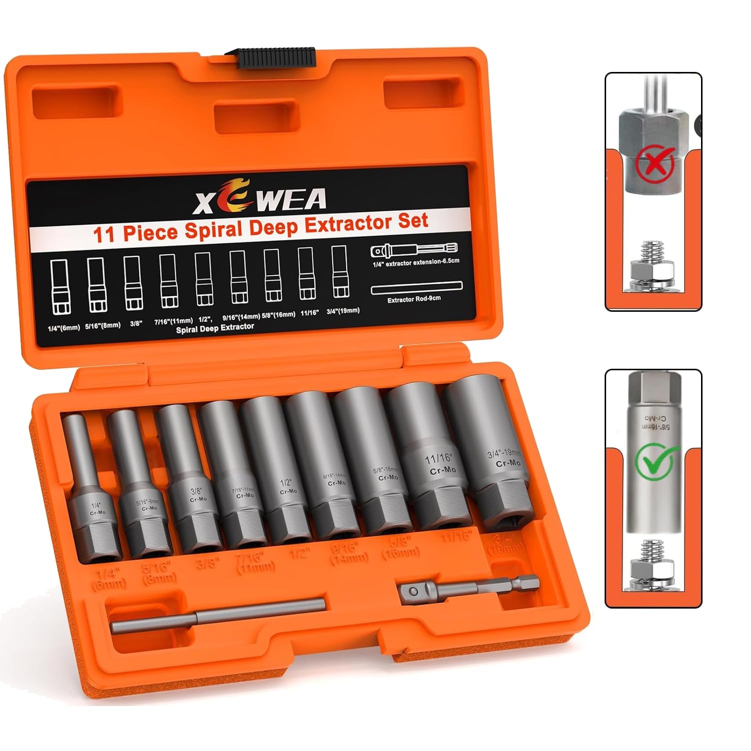 Snapklik.com : 11PCS Deep Spiral Bolt Extractor Kit, Bolt & Nut Remover ...