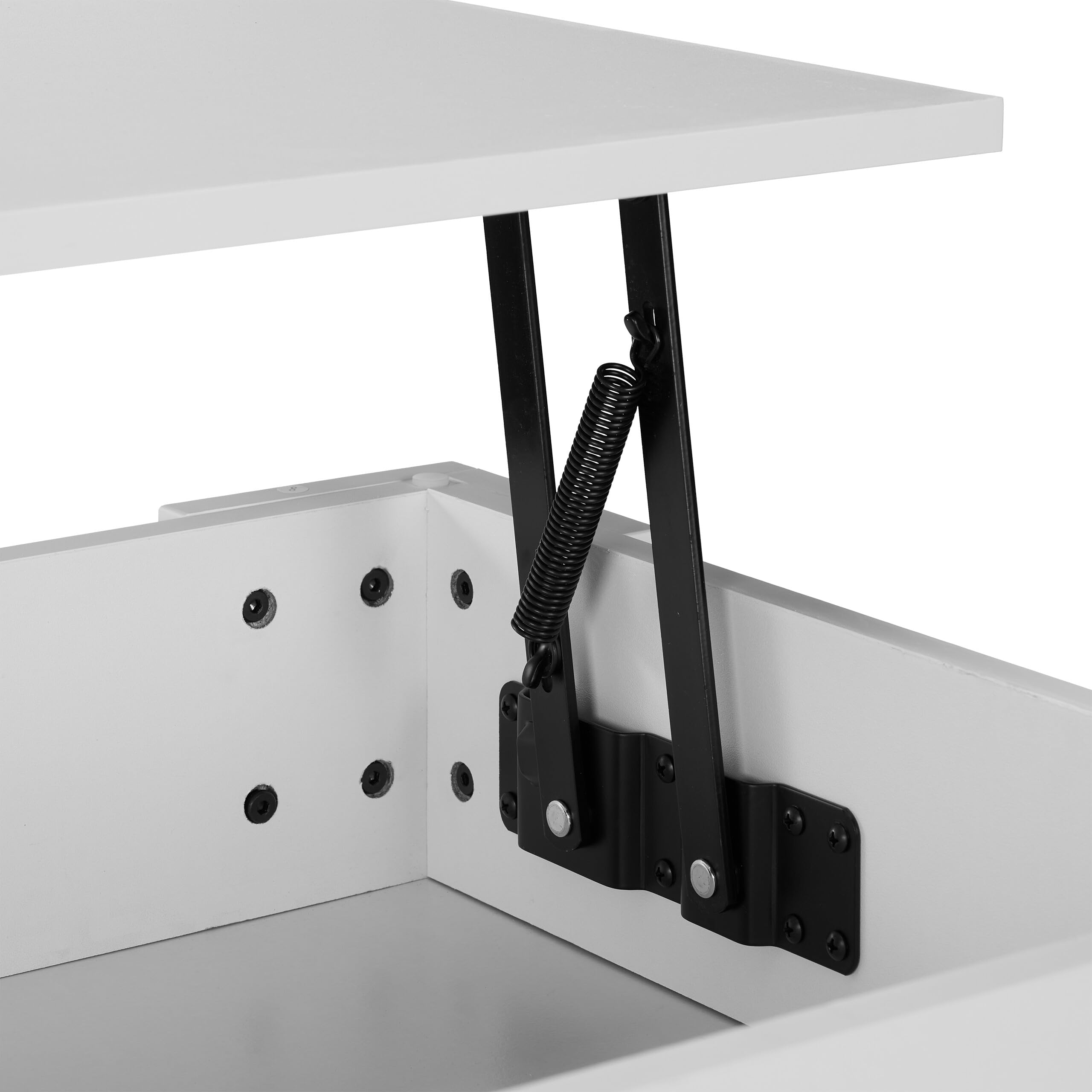 Relaxdays Tavolino da Salotto Contenitore, HxLxP: 42 x 98 x 50 cm, Tavolo da caffè Basso con Piano Sollevabile, Bianco