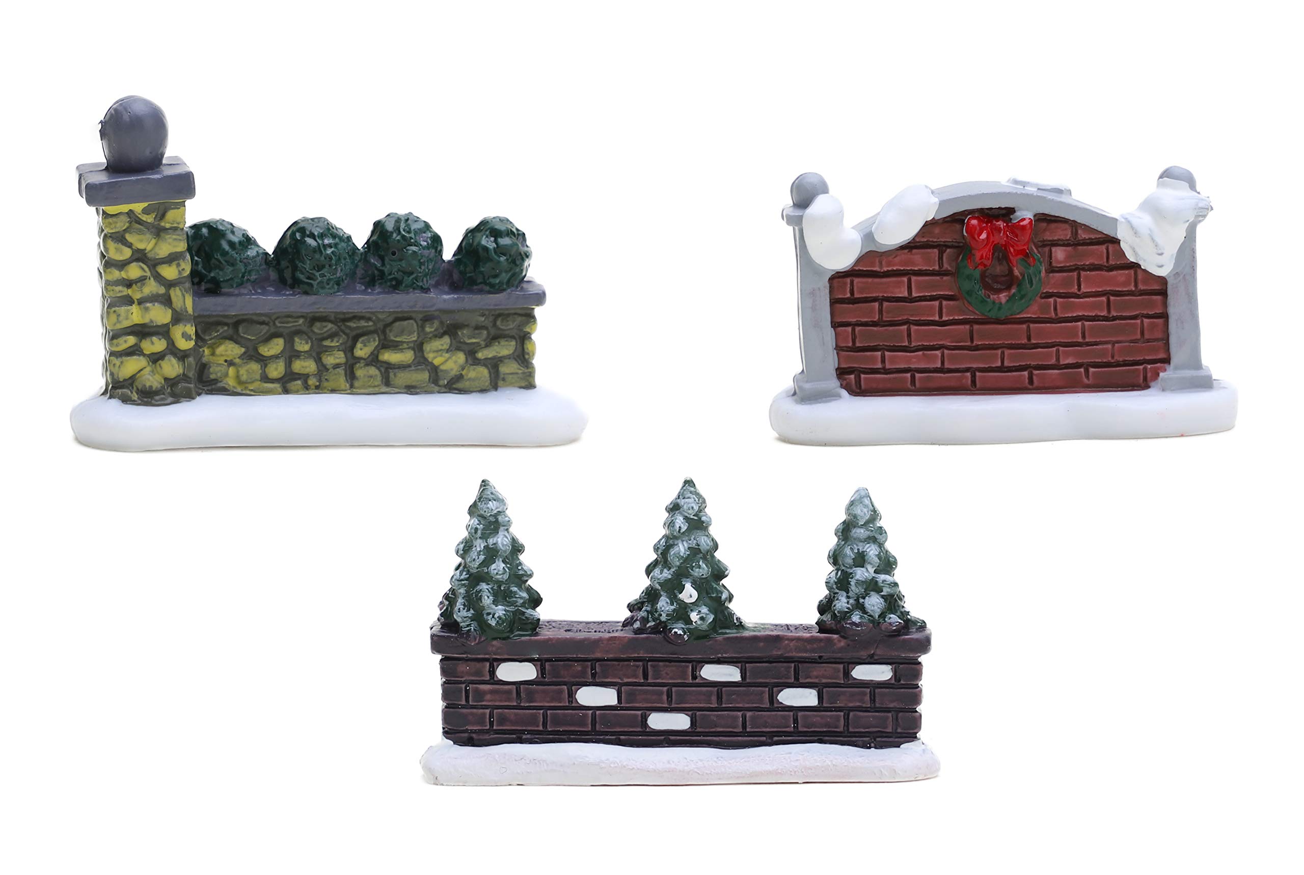 Toyland® Mini Resin Christmas Collectible Ornament - Village Scene Accessories - Xmas Figures (Set of 2 Walls 5.5cm x 3cm Random Selection).