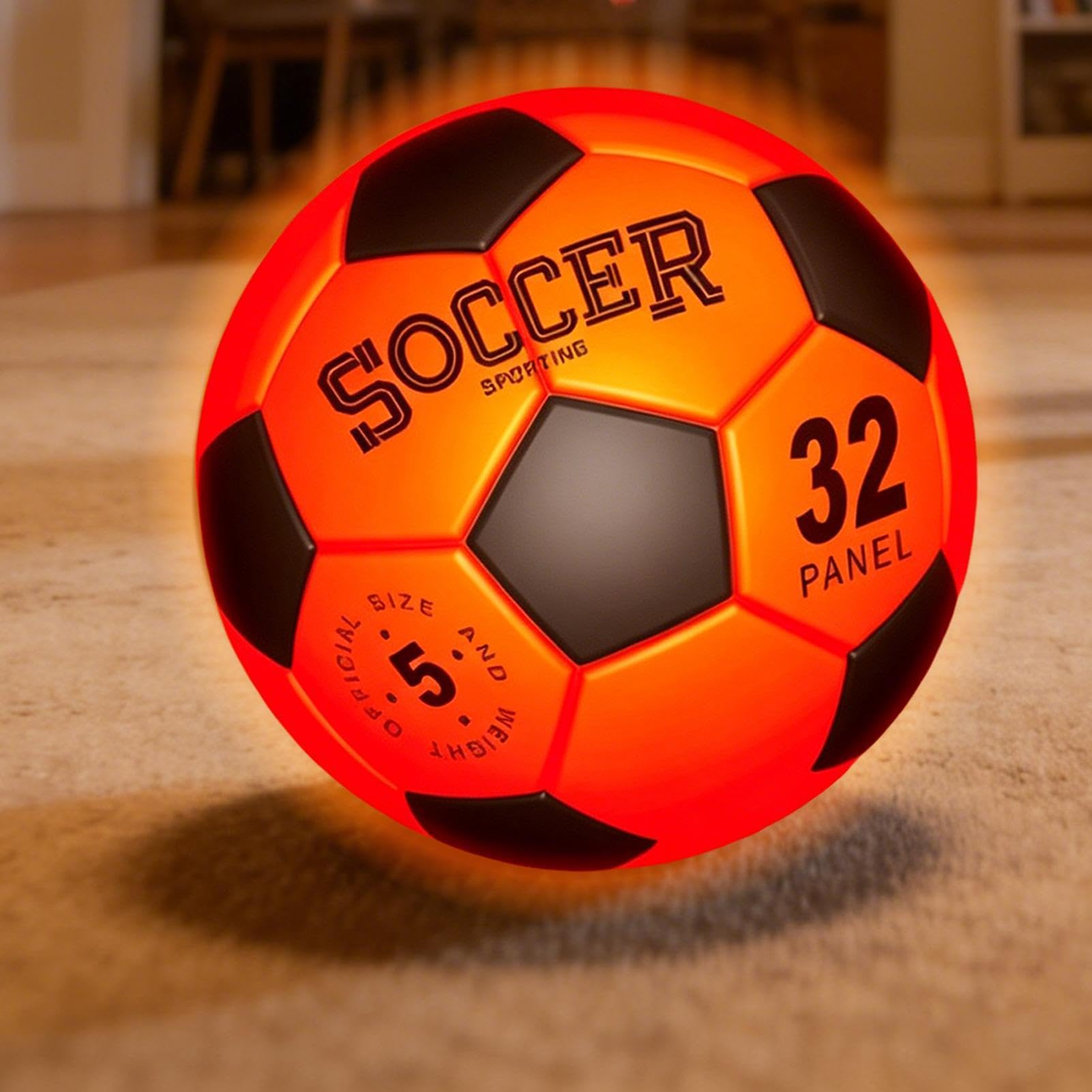 Pallone da calcio luminoso a LED, ricaricabile, misura 5 | Attrezzatura per sport notturni, giochi regalo per bambini, adolescenti e adulti, in giardino, cortile