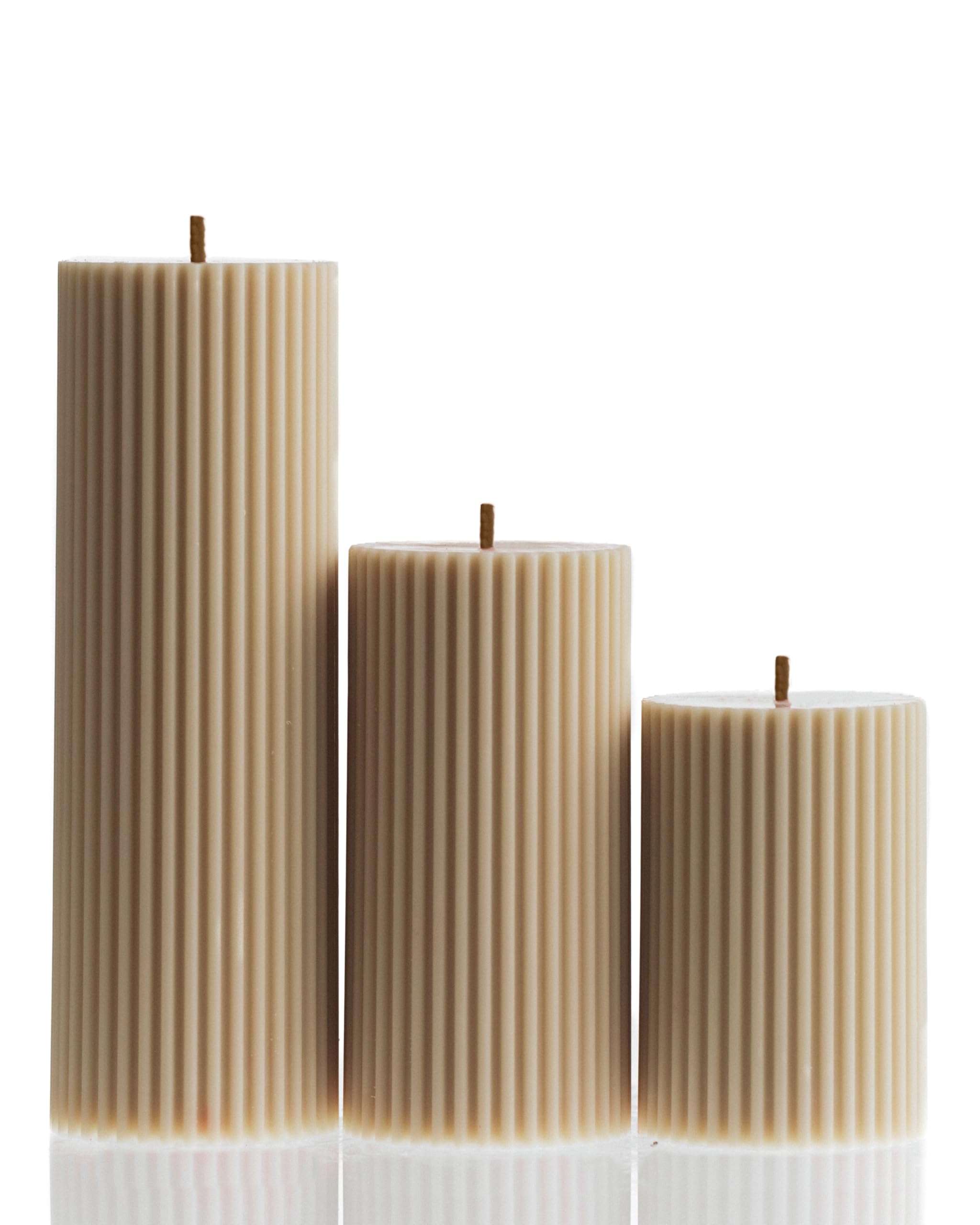 LAWA Roman Handmade Tall Ribbed Pillar Candle - Beautiful Scented Soy Wax Dinner Candle | Classic Aesthetic Decoration Set | Housewarming Gift | Home