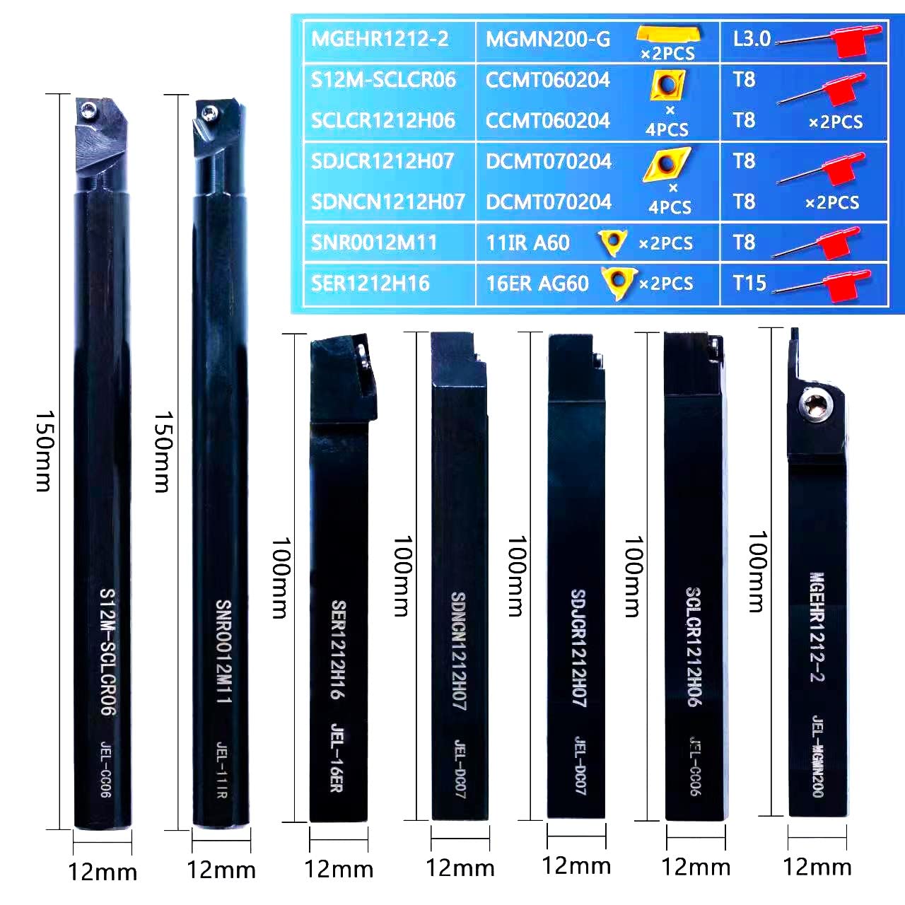 Lathe Turning Tools - 21pcs Indexable Insert Holder Set -2