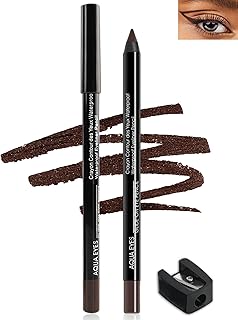 LYSdefeu Gel Eyeliner Pencil-2Pcs Brown Gel Eyeliner Pencils with Sharpener, Smudge Proof and Waterproof Eyeliner Pencil Matte Brown Eye-liner Pencil Tattoo Eyeliner Pen, Eye-liner Makeup for Women