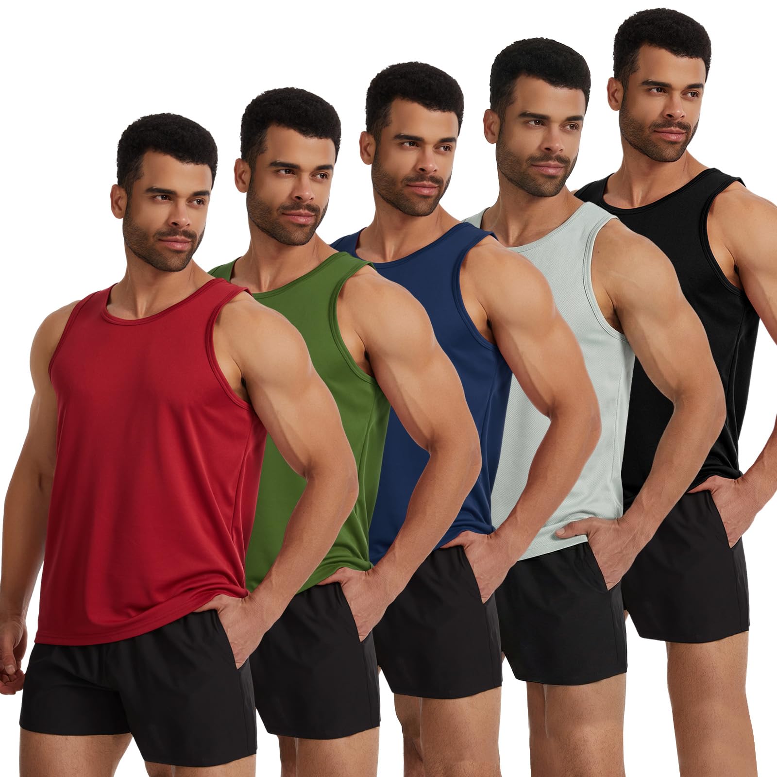 Celfaeree 5er Pack Tank Top Herren Schnelltrocknendes Ärmelloses Shirt Unterhemd Fitness Bodybuiding Achselshirt,Muskelshirts für Workout Gym Sport