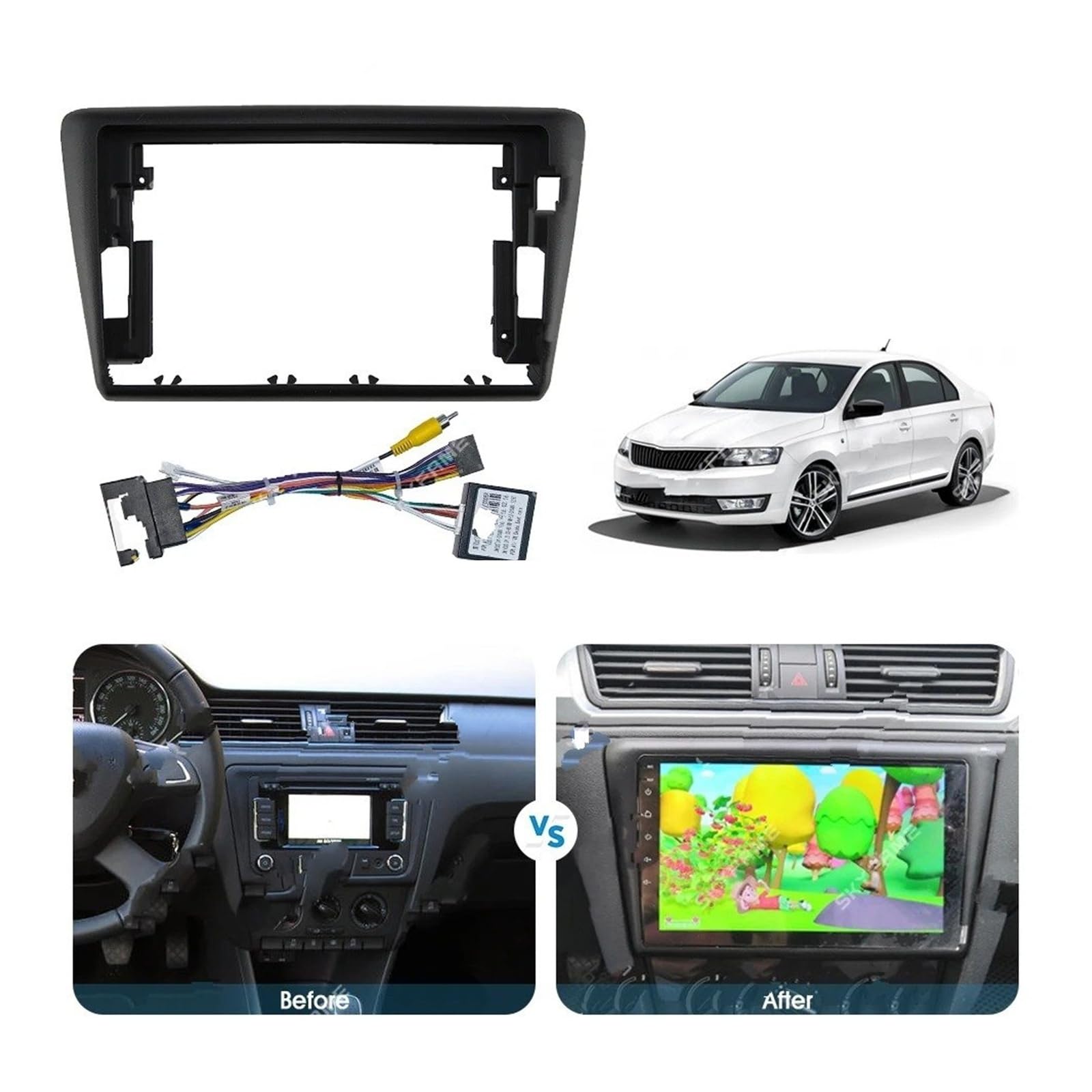 Kit Mascherina Radio Per Skoda Per Rapid NH1 NH3 2012-2017 2018 Auto Telaio Fascia Adattatore Canbus Box Decoder Android Radio Dash Kit Pannello Montaggio Pannello
