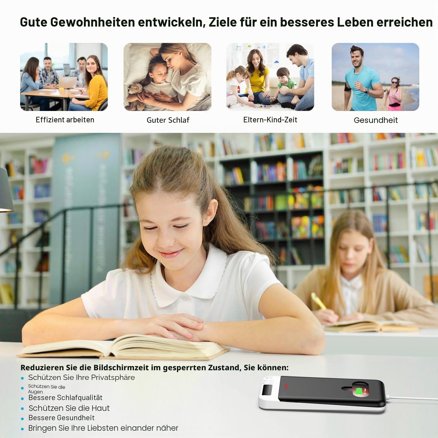 iDiskk Telefonschlossbox, Telefongefängnis, Timer-Lockbox für Android-Handy/iPhone (max. 6,7 Zoll), Selbststeuerung, zeitgesteuerte Schließfachbox für Telefon-Ergänzung/Versuchung (schwarz)
