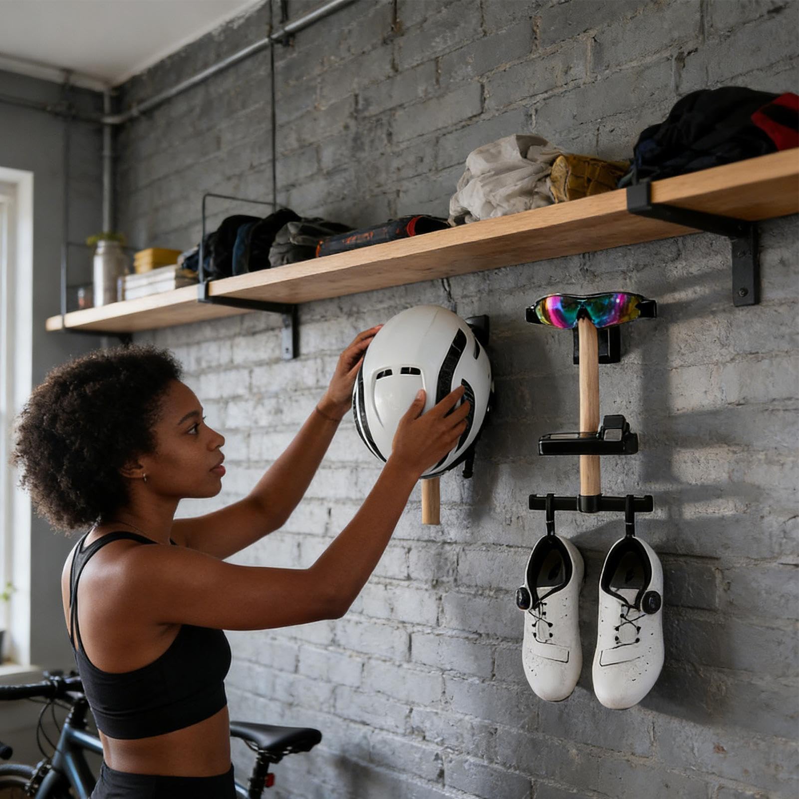 Fahrradhelm-Aufbewahrung, multifunktionaler Aufbewahrungshalter, Helmständer – für Brillen, Schuhe, Tacho für Zuhause, Garage, Wohnzimmer, Wohnung, 