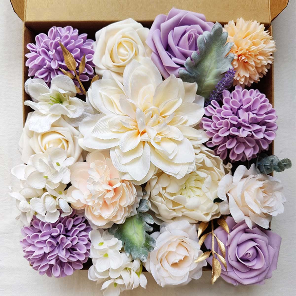 Fouriding Artificial Fake Roses Flowers for DIY Wedding Bouquets Centerpieces Arrangements Valentine's Day Mother's Day Baby Shower Birthday Cake Home Decoration (Champagne)