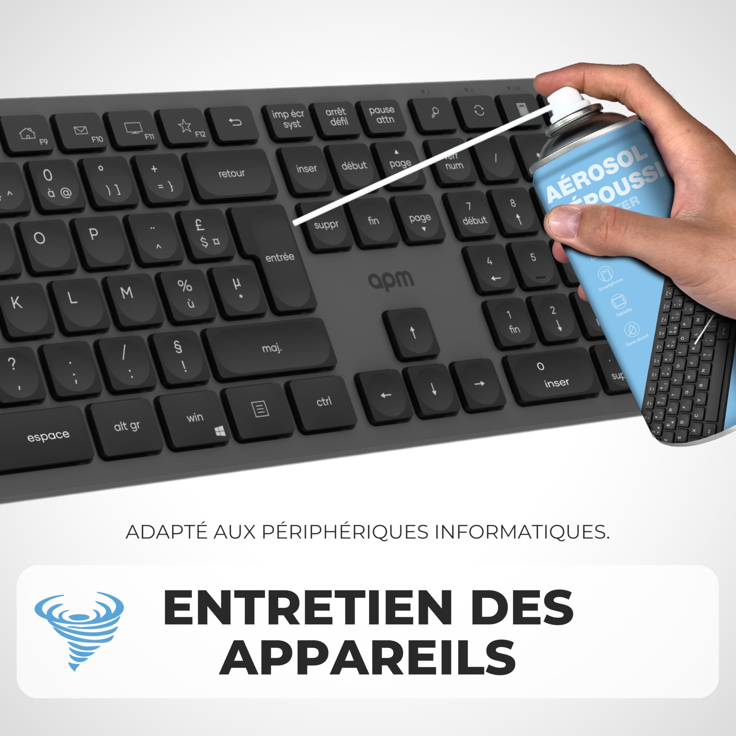 APM Lot 12 Bombes Air Sec 200ml, Aérosol Dépoussiérant Matériel Informatique, Spray Nettoyage Air Comprimé pour PC Clavier Mobile Appareil Photo et Composants électroniques, Buse de précision, 570055