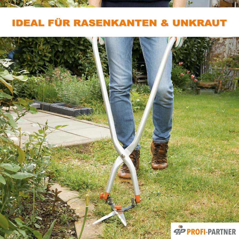 Multiwinkel-Heckenschere 90 cm, 180° Kopf, ultraleicht | Gartenschere, Astschere, Rasenschere, für hohe Hecken & bodennahe Pflanzen, kraftsparend