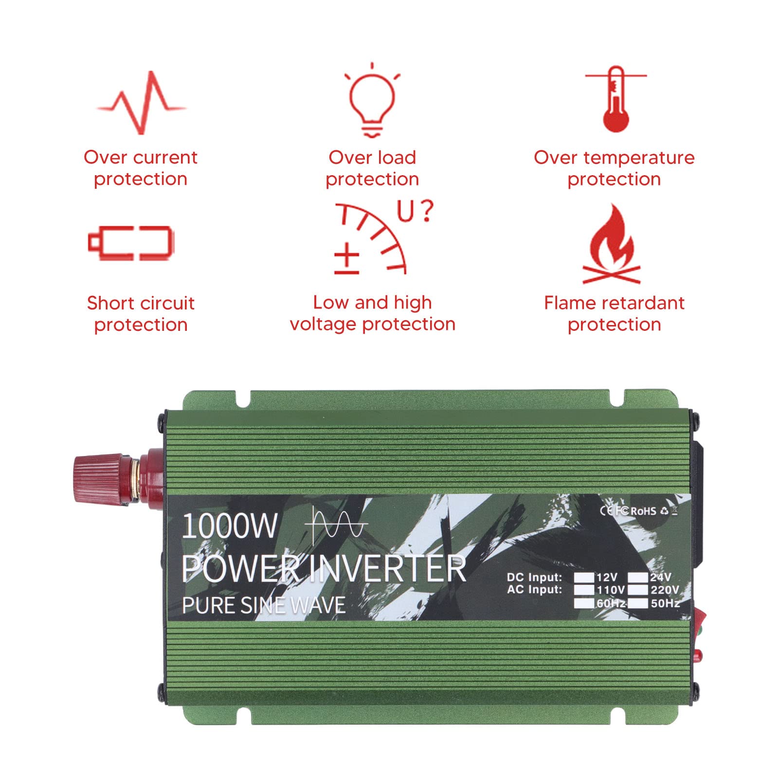inverter sinusoidale puro alimentatore portatile di raffreddamento efficiente inverter da campeggio universale per per laptop, telefono, TV