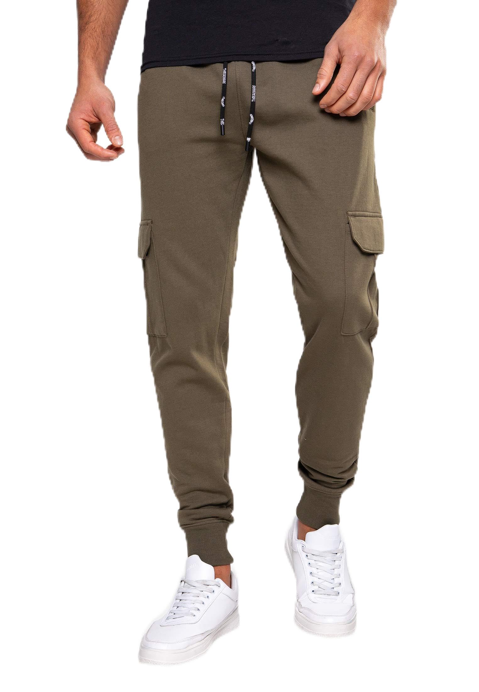 Threadbare Men's Closed Hem Fleece Joggers - Khaki - Large