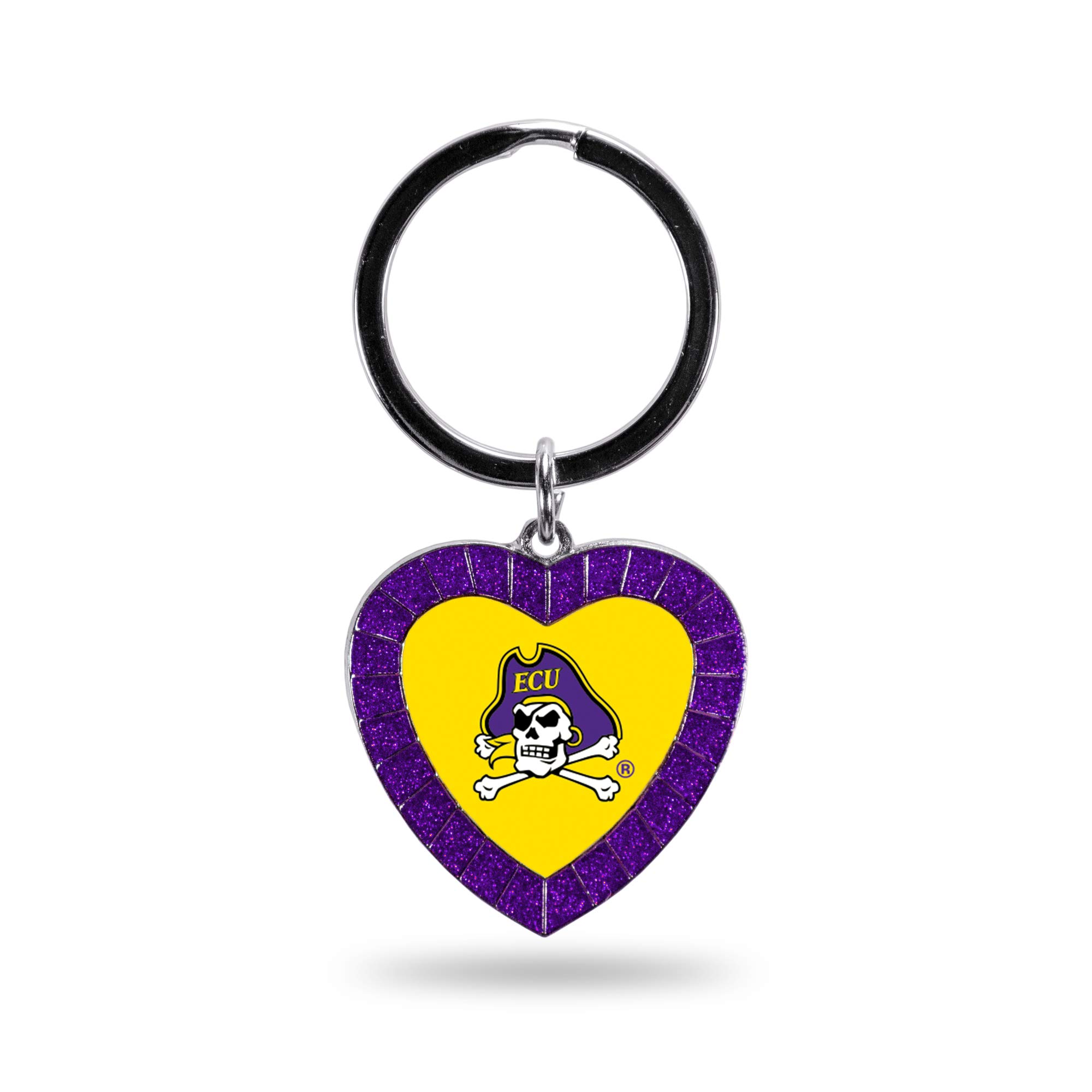 NCAA East Carolina Pirates Rhinestone Heart Keychain - Purple, 3-Inch Team Colored Key Ring