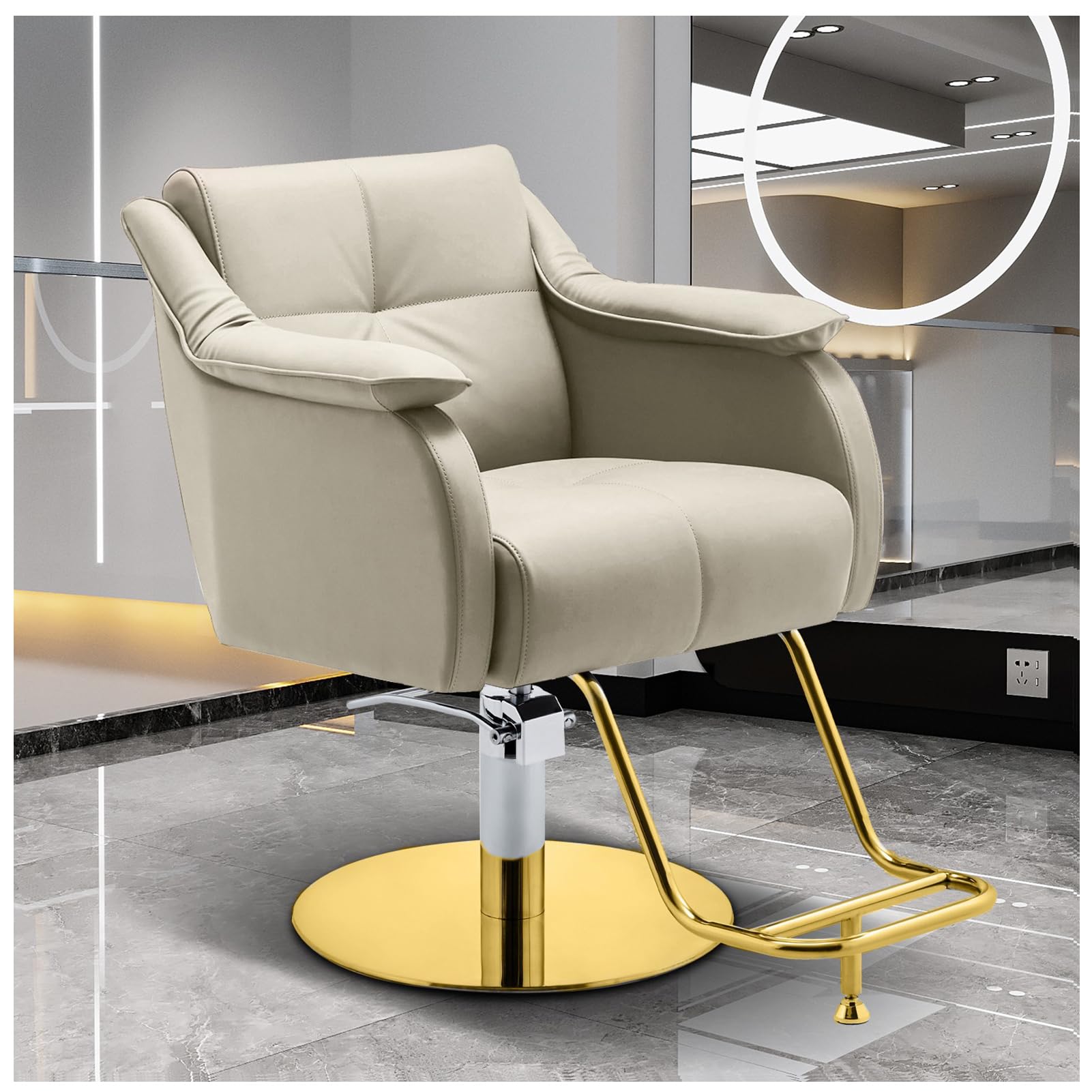 Sedia idraulica professionale da barbiere per stilisti, con ampio cuscino, attrezzatura per salone di bellezza e spa, altezza regolabile, design confortevole e durevole