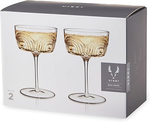 Miniatura 9 de Viski Beau Copas de cóctel Coupé, vasos de cóctel únicos, vasos de cristal, 7.5 onzas, copas de cóctel con tallo vintage, juego de 2 copas de vino