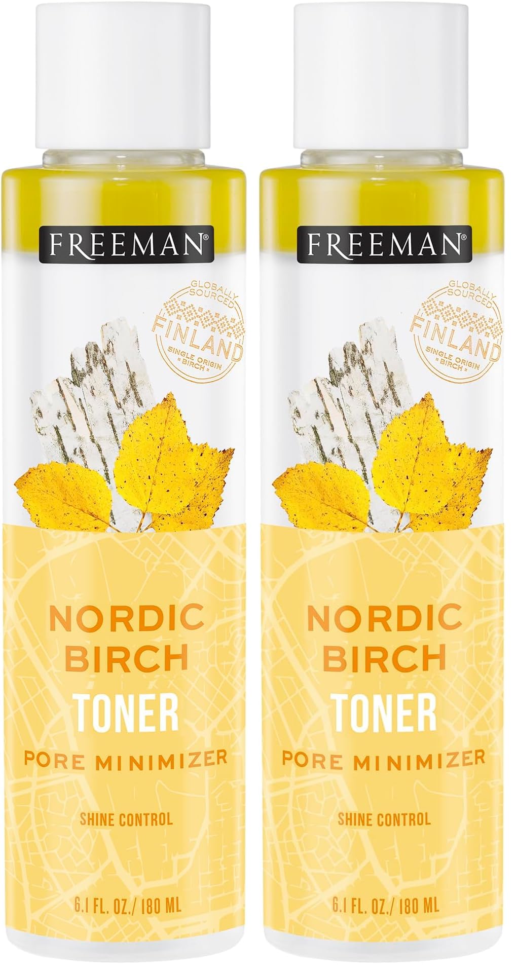 Freeman Exotic Blends Shine Control Nordic Birch Toner, Pore Minimizing Face Toner, Removes Makeup and Dirt, 6.1 fl.oz./180 mL Bottle (Pack of 2)