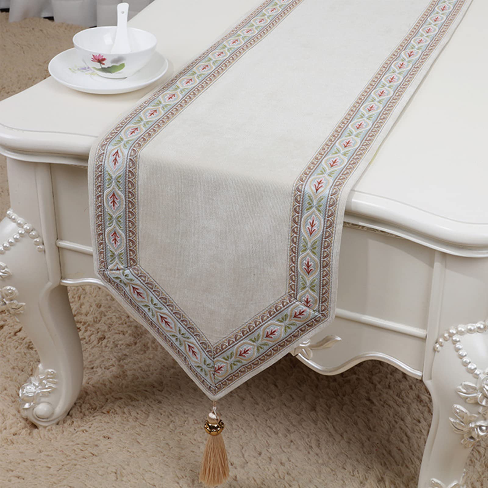 Camino de mesa de color sólido con borlas, tapiz de arte tejido para comedor, café y soporte de TV, elegante mantel de decoración del hogar para espacios modernos