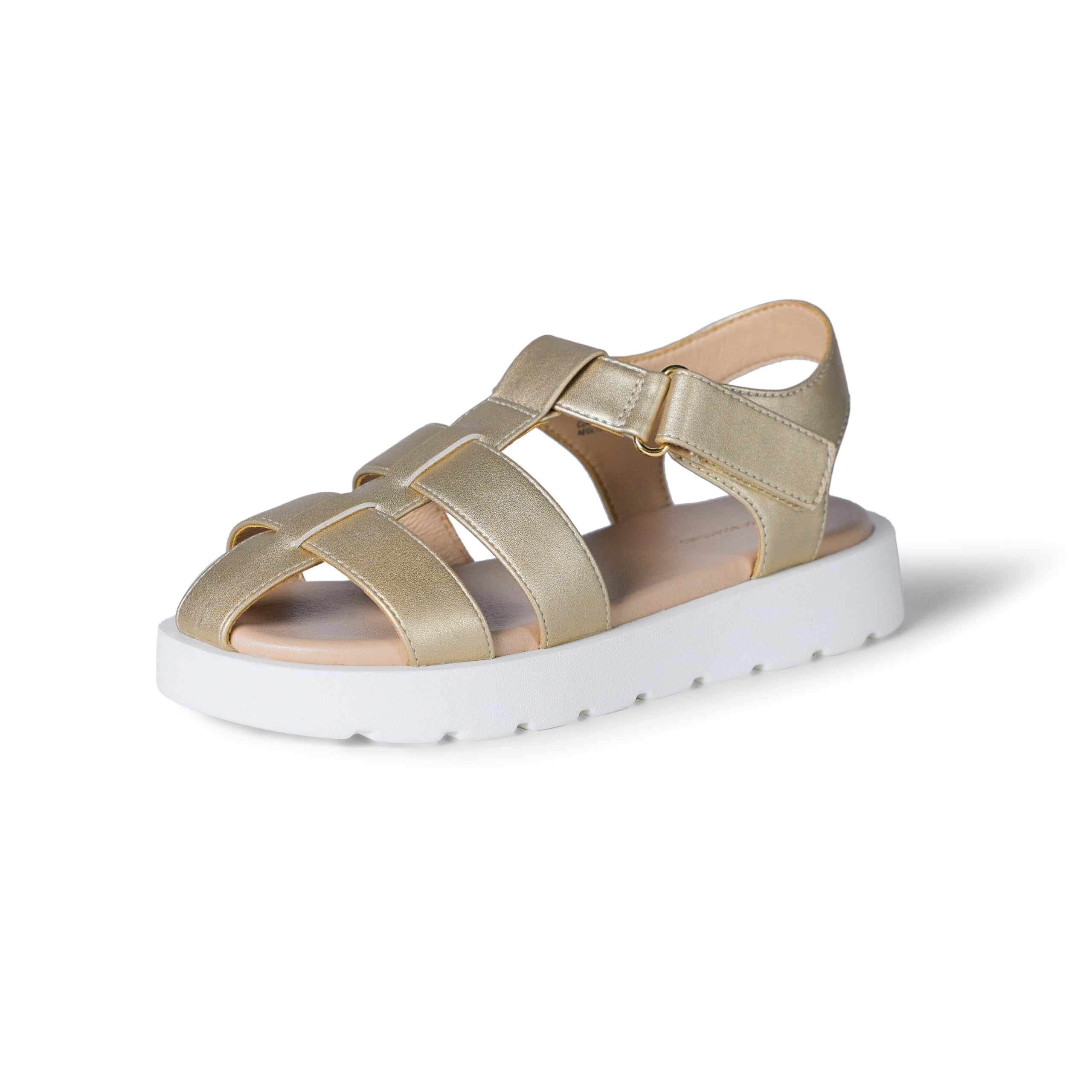Amazon Essentials Girls' Closed Toe Fisherman Sandals, Pale Metallic Gold Faux Leather, 6 Big Kid