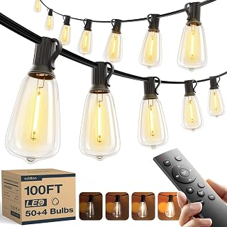 addlon 100FT(50FT*2) Outdoor String Lights ST38 LED with Remote Waterproof