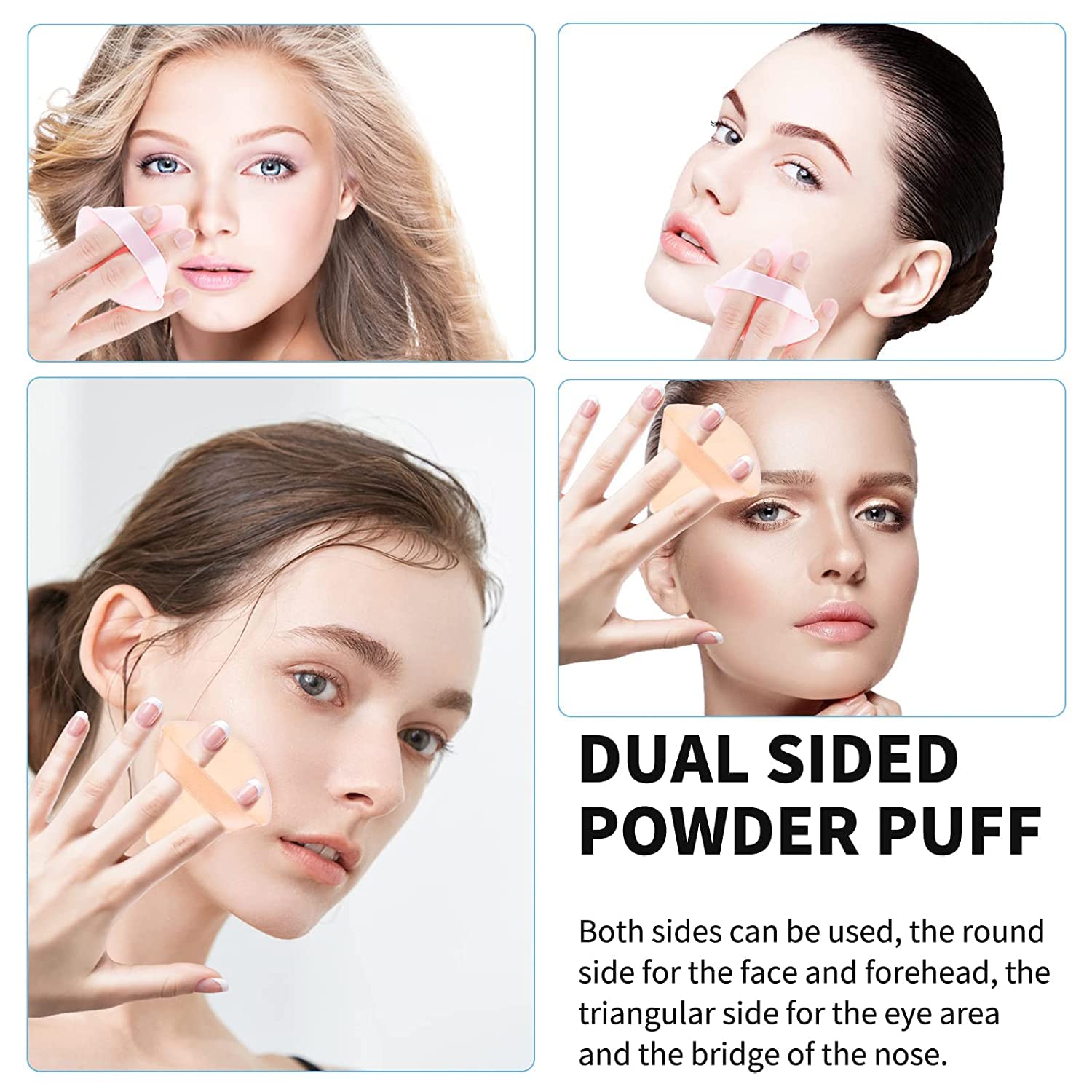 Jibaro 2 Pieces Triangle Powder Puffs Face Cosmetic Powder Puff Washable Reusable Soft Plush Powder Sponge Makeup Foundation Sponge for Face Body Loose Powder Wet Dry Makeup Tool (2Pcs Black) 3