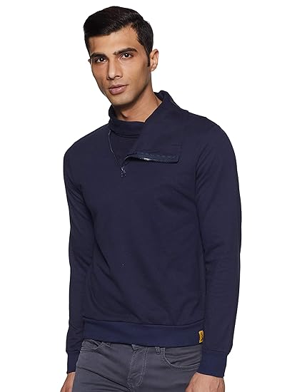 Neck Zip Open with Cowl Neck Sweatshirts for Men