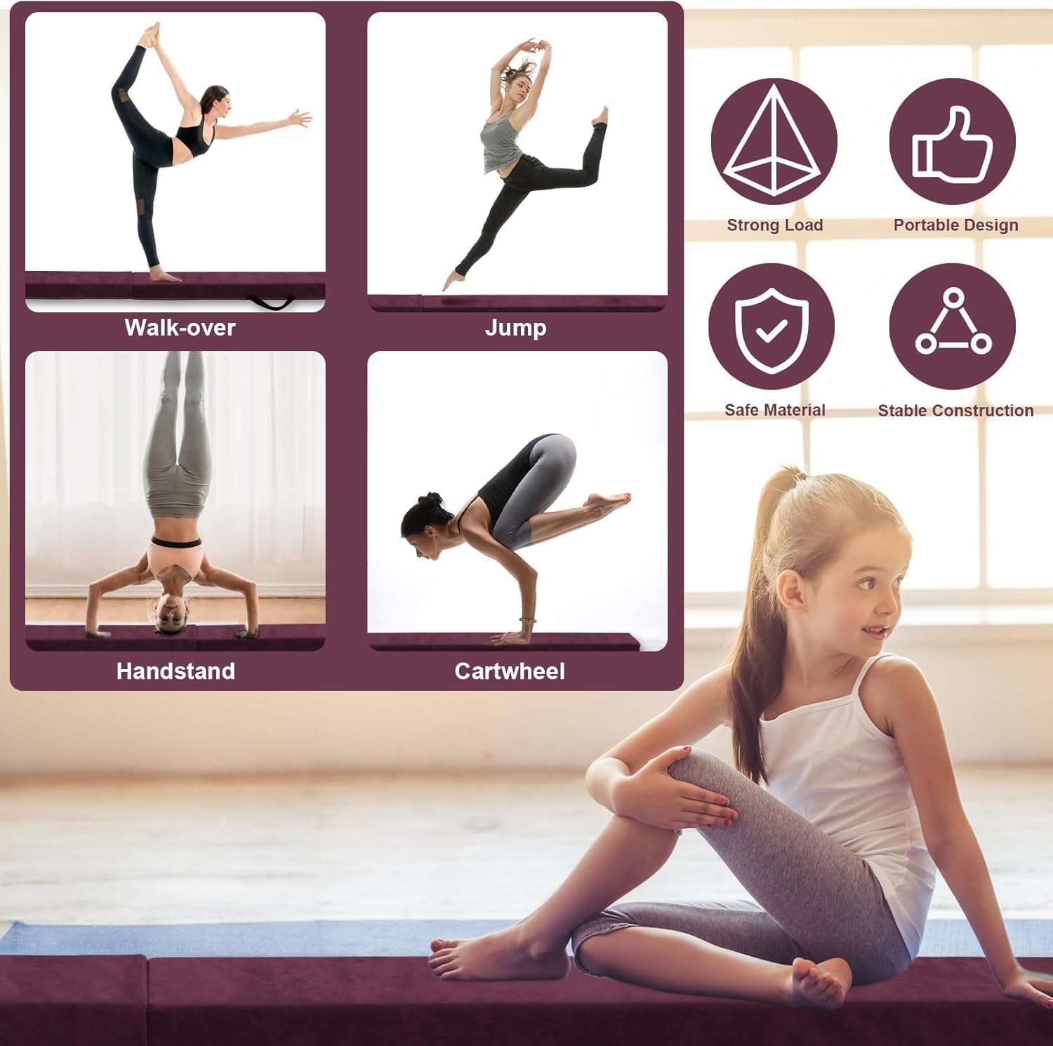FBSPORT Barra de Equilibrio Plegable 270cm Viga de Gimnasia