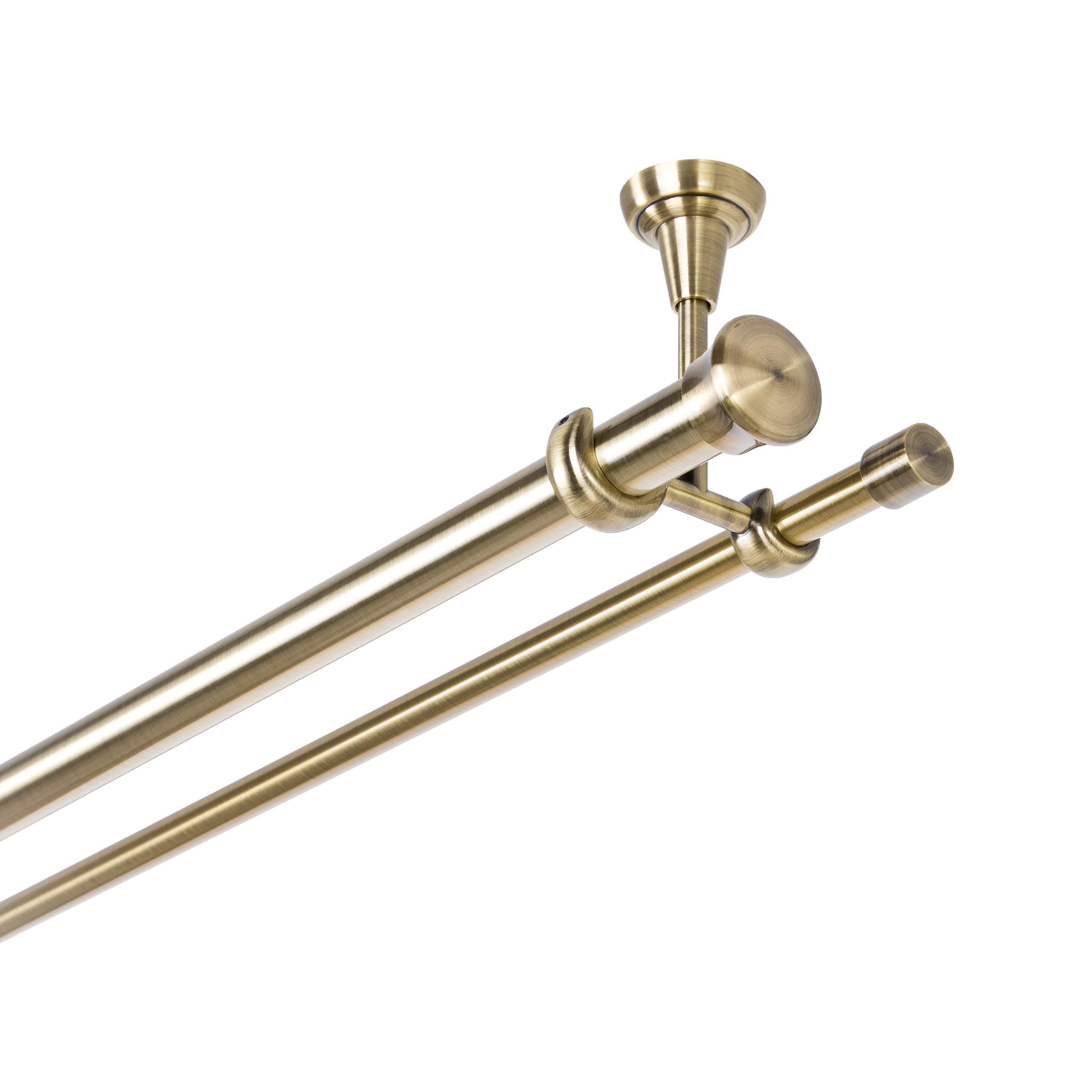 Tringle à rideaux 25/16 mm 2 voies Fixation au plafond Métal doré vieilli (120)
