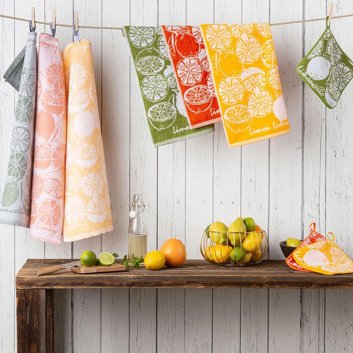 Kracht Küchen Textilien Limoncello Frottier Küchentuch 50x50 cm gelb 3er Pack