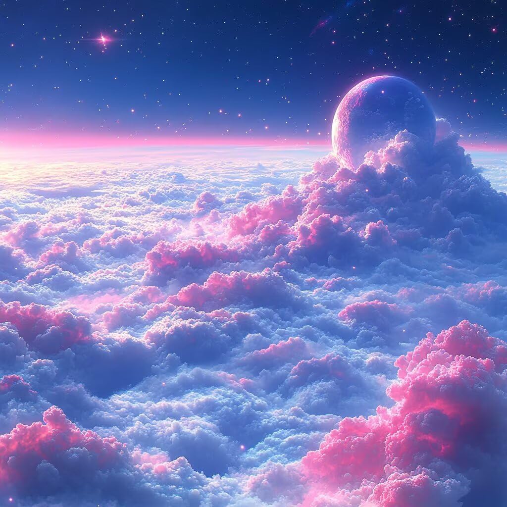 Malen Nach Zahlen Erwachsene Cloud, Malen Nach Zahlen für Zimmer Deko, Sternenhimmel DIY Basteln Erwachsene Leinwand Kits, DIY Paint by Numbers Kits Mit Pinseln und Acrylfarbe, 100x100cm M-9100