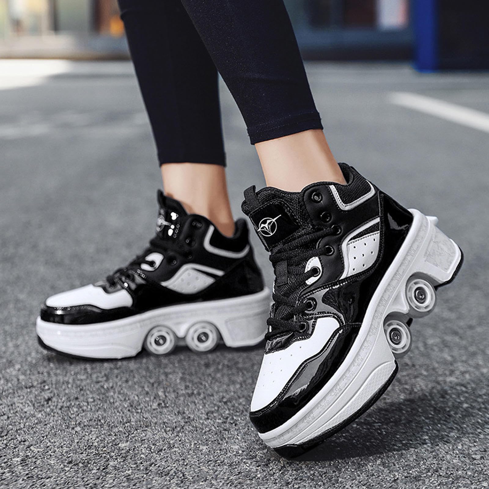 Chaussures de Patin à roulettes, Chaussures de Sport Multifonctions 2 en 1 avec Roues, Chaussures de Patin à roulettes escamotables Skateboard Roller Shoes